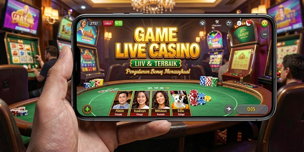 Screenshot gameplay 2757 dengan dealer kasino langsung yang interaktif.