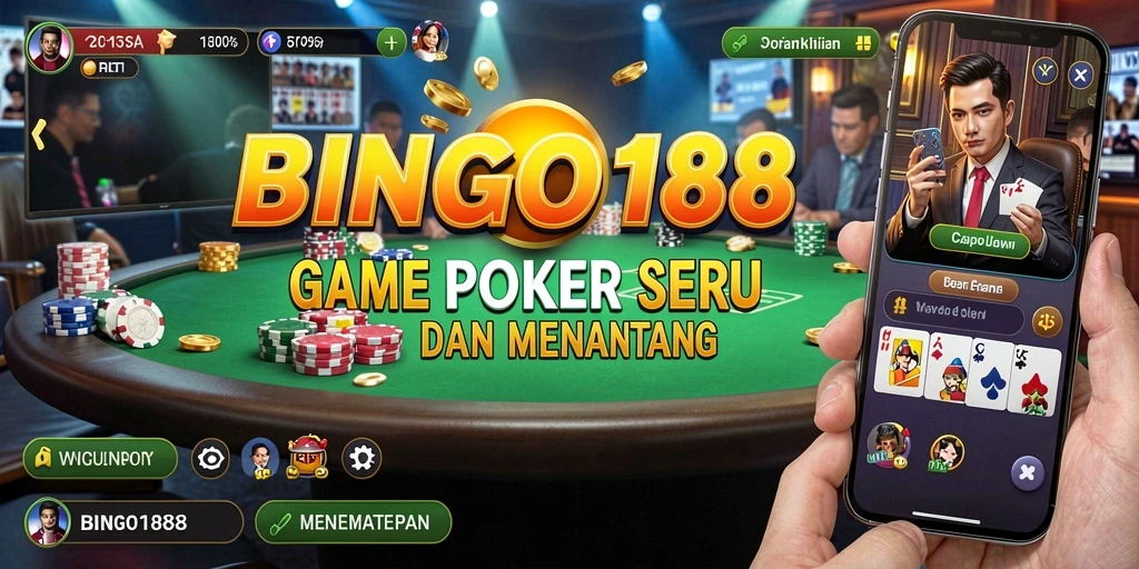 Screenshot gameplay BINGO188 yang penuh aksi saat bermain Poker.