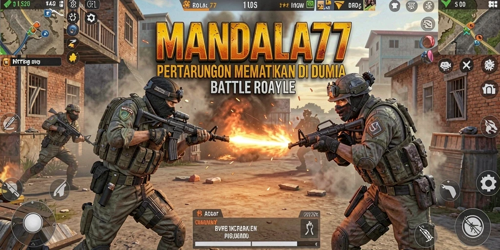 Tampilan dramatis pertempuran dalam game Battle Royale.
