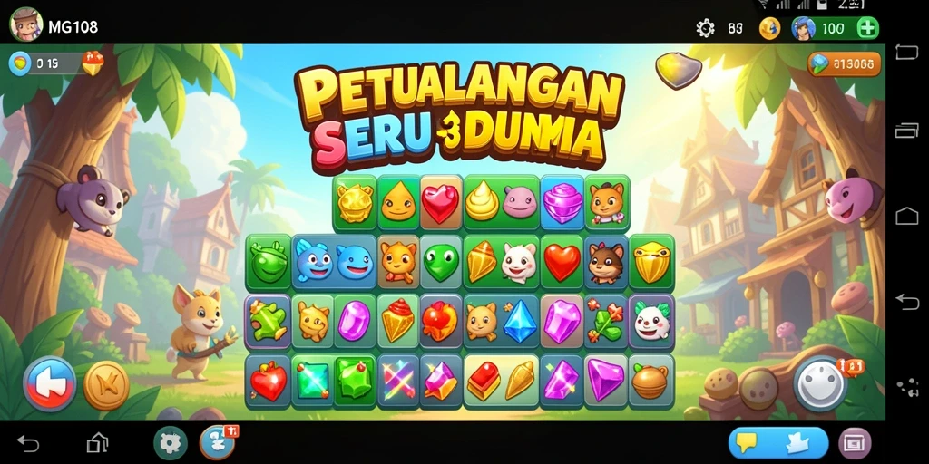 Tampilan gameplay MG108 yang menarik dalam genre Match-3.