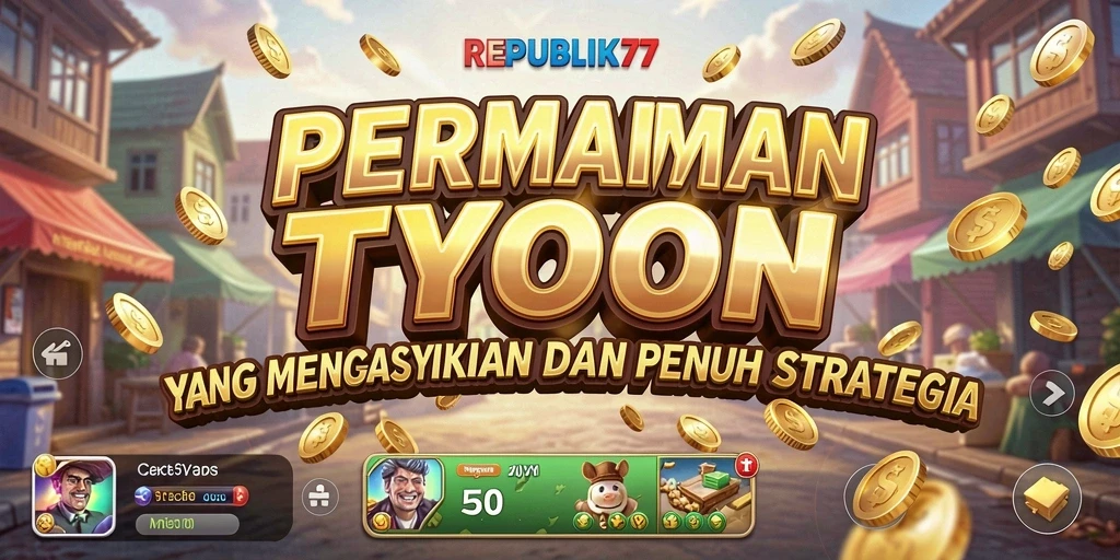 Tampilan gameplay <strong>REPUBLIK77</strong> yang seru dan penuh strategi Tycoon.