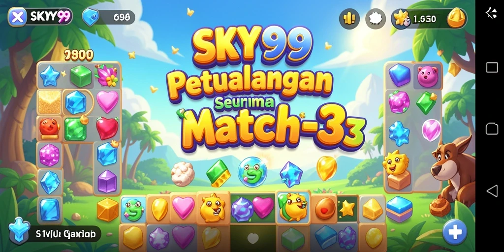 Tampilan gameplay menarik dan penuh warna dalam SKY99.